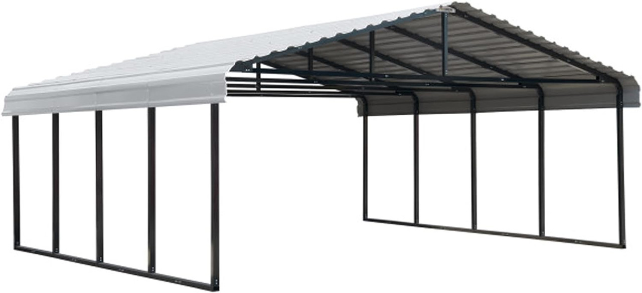 Arrow 20' x 20' Metal Carport W Steel Roof (Two Available Leg Heights)