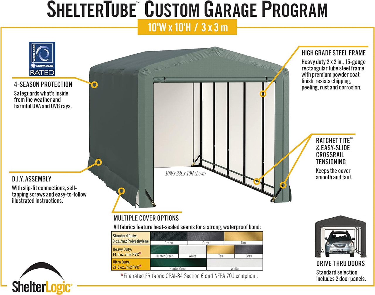 10 x 23 x 10 Shelter Tube Garage HD