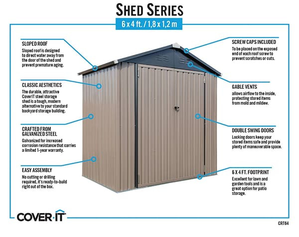 6' x 4' x 6' Arrow Cover It Brown Shed