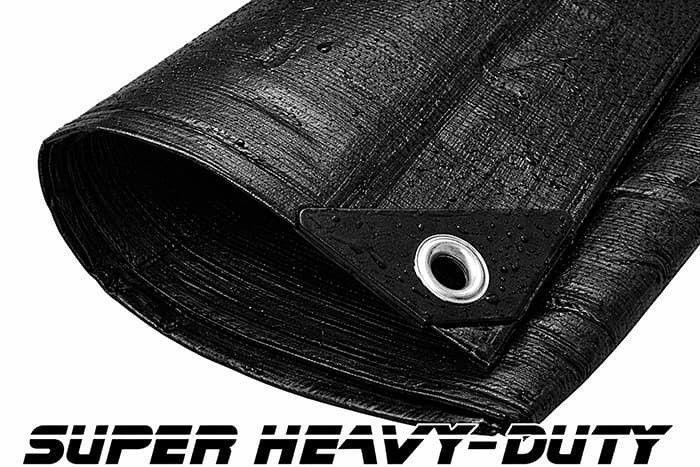 06 X 12 Super Heavy-Duty Tarp Black/Black(Finished Size 5'6" x 11'6")
