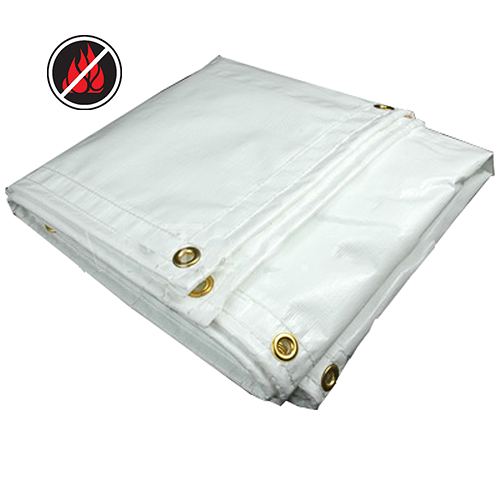 10' x 20' 12 oz White Fire Retardant Tarp