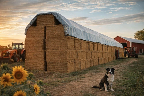 35' x 54' Performer Hay Tarp White/Black