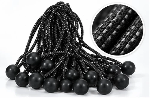 13" Premium Black Ball Bungees 100 pc. Bag