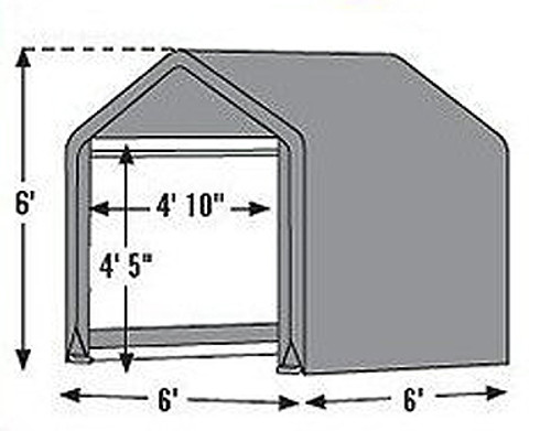 6' X 6' X 6'6" Portable Storage Shed