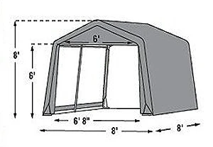 8' X 8' X 8' Portable Storage Shed Frame Dimensions