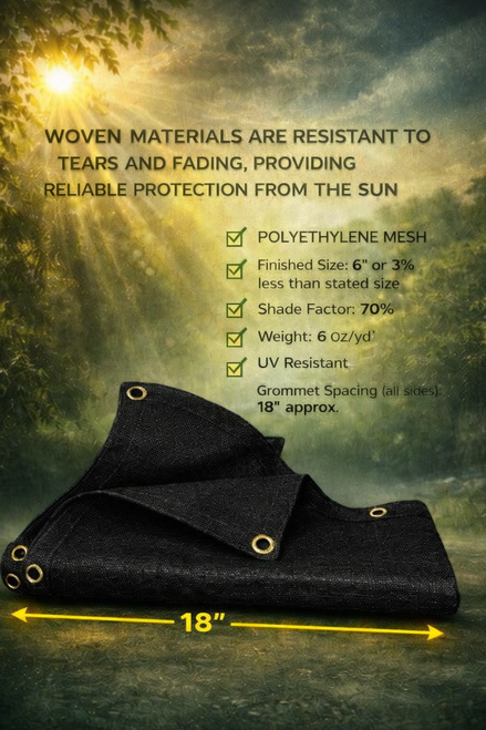 Black Mesh Tarp 75% Shade 06' X 08'(Finished Size 5'6" x 7'6")