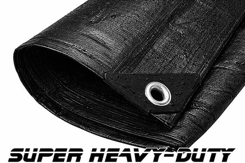 12 X 16 Super Heavy-Duty Tarp Black/Black(Finished Size 11'6" x 15'6")