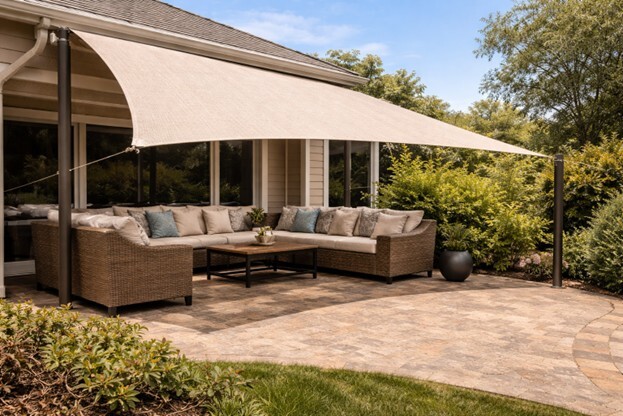 Backyard and patio shade tarp and canopy protection solutions