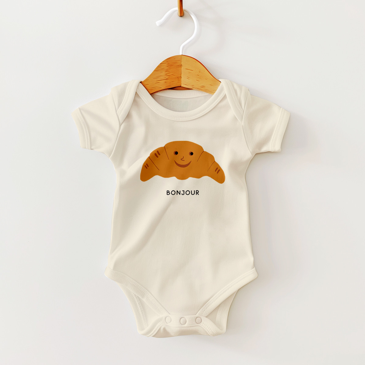 ロンパース・カバーオール melted butter OVERSIZED BODYSUIT 6-9m Bonjour Croissant | Baby Bodysuit | Rock Scissor Paper