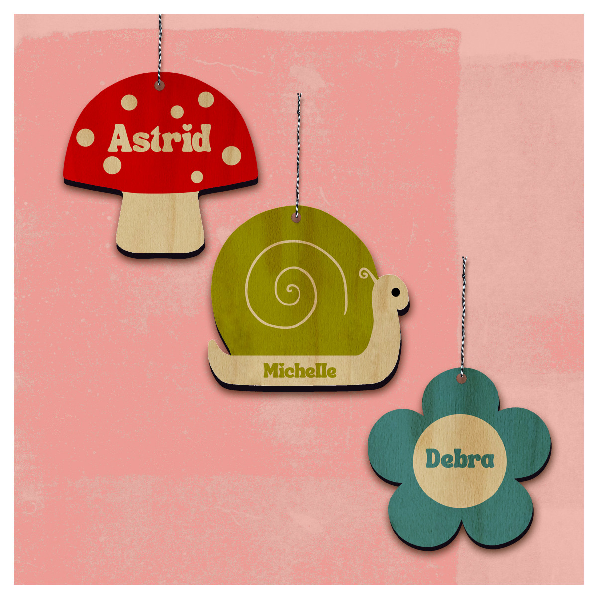 Die Cut Wood Personalized Holiday Ornament Rock Scissor Paper