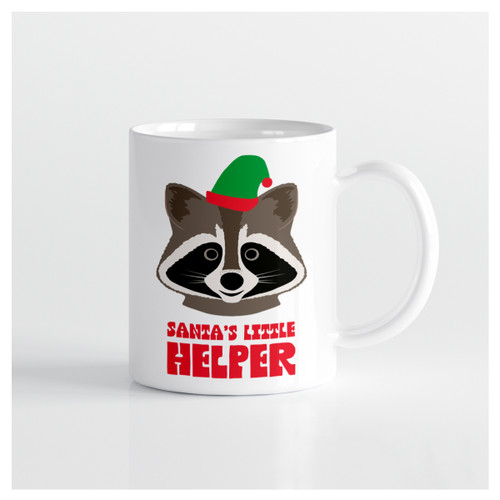 Santa's Helper Raccoon Christmas Mug