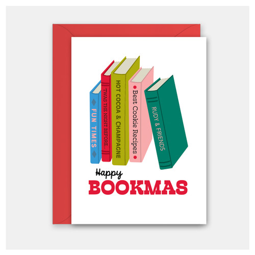 Happy Bookmas Bookshelf Holiday and Christmas Cards