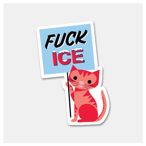 Fuck ICE Protest Cat Sticker