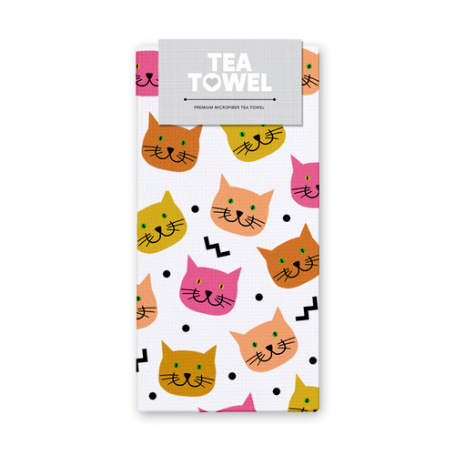 Allover Cat Pattern Microfiber Tea Towel