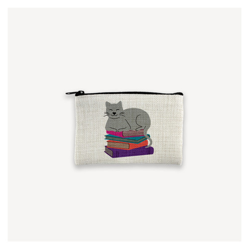 Bookstack Cat Small Zip Pouch