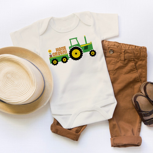 Home Grown Tractor Baby Bodysuit
