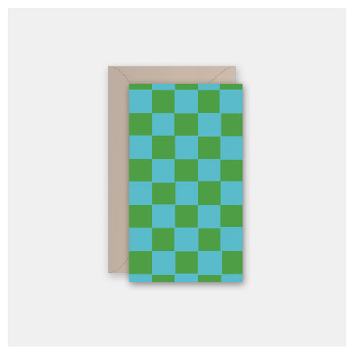 Blue & Green Checkerboard - Set of 4 Mini Cards