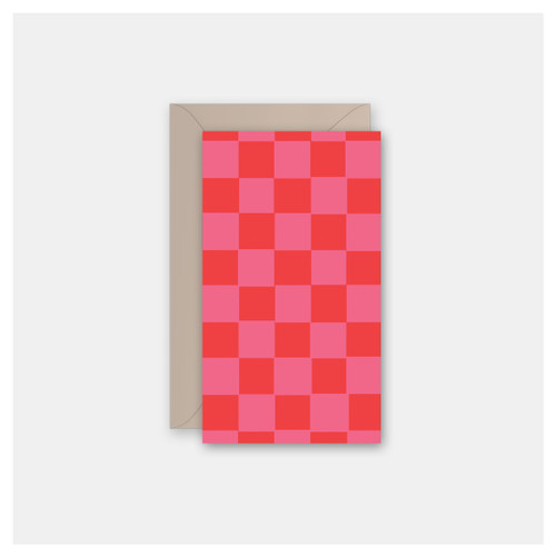 Pink & Red Checkerboard - Set of 4 Mini Cards