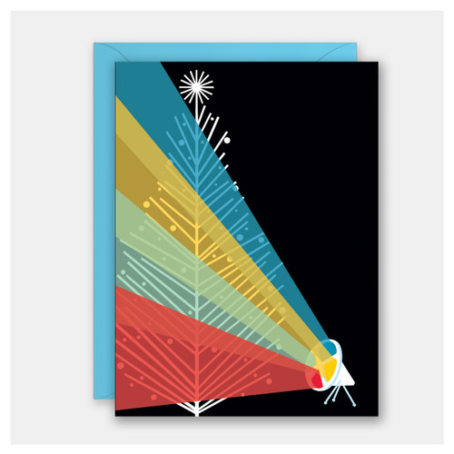 Retro Vintage Color Wheel Tree Christmas Cards