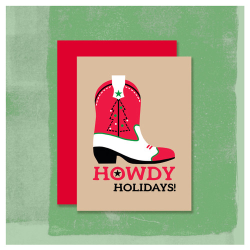 Howdy Cowboy Boot Christmas Cards