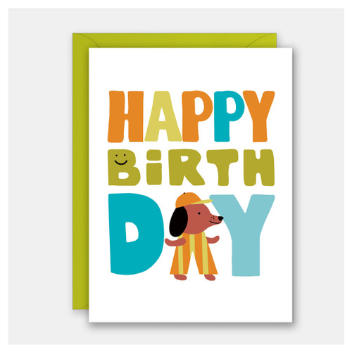 Stripe Pants Puppy Birthday Card