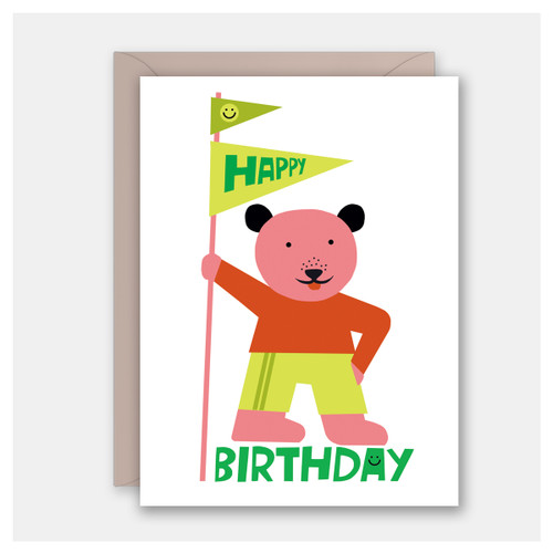 Flag Bear Birthday Card