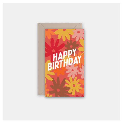 Birthday Groovy Floral - Set of 4 Mini Cards