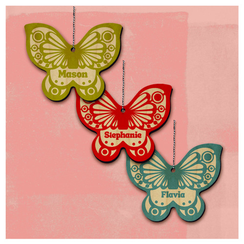 Die Cut Wood Personalized Butterfly Ornament