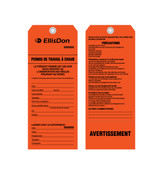 French Orange Hot Work Permit Tags ED807