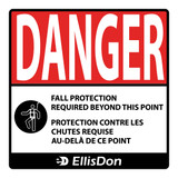 Bilingual Danger Fall Protection Required Beyond This Point 16" x 16" ED859. **Prices As Low As $9.95 ea.**