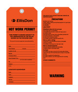 Orange Hot Work Permit Tags ED518 