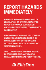 Report Hazards Immediately 24" x 36" ED701. **Prices As Low As $24.25 ea.**