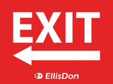 Exit With Left Arrow 24"x18" ED120L. **Prices As Low As $9.95 ea.**
