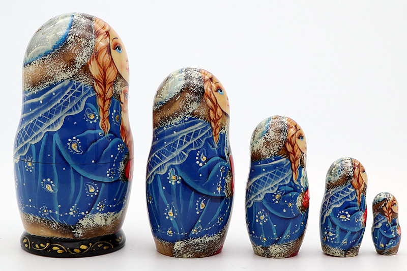 Snow Maiden with Forest Friends | Fine Art Matryoshka Nesting Doll