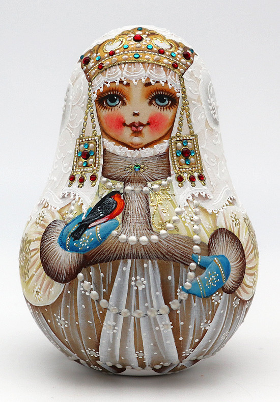 Snow Maiden with Little Bird - Blue Coat | Nevalashka Musical Doll