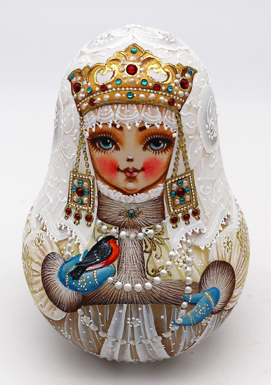 ロシア雑貨☆イコンマトリョーシカ雪娘スネグラーチカThe  Maiden Snow Maiden with Little Bird - Blue Coat | Nevalashka Musical Doll