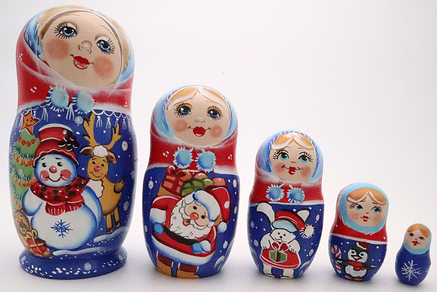 ロシア雑貨☆イコンマトリョーシカ雪娘スネグラーチカThe  Maiden Snow Maiden with Rabbits | Matryoshka / Nevalashka Doll