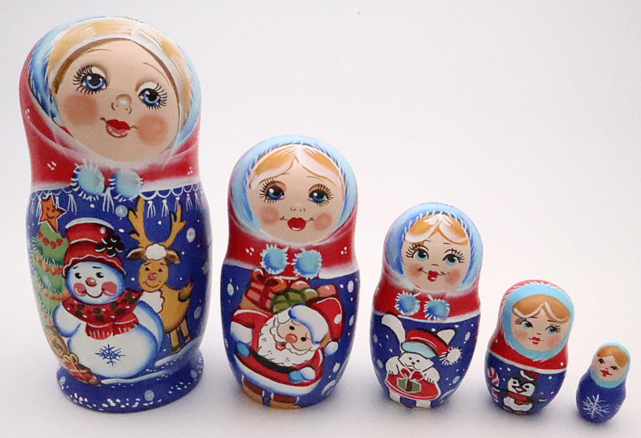 Snow Maiden with Rabbits | Matryoshka / Nevalashka Doll