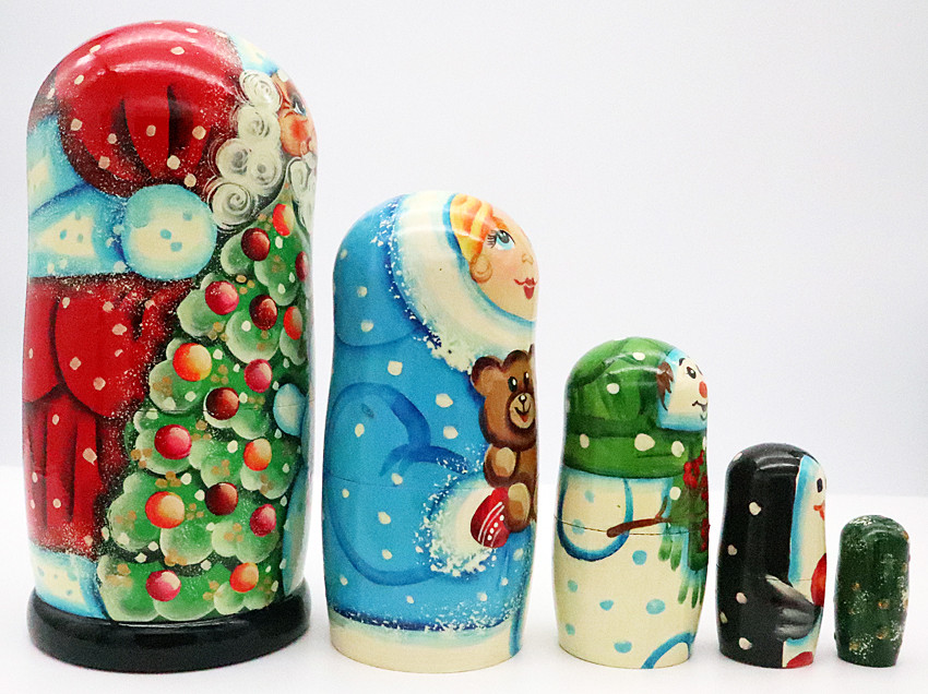 Santa with Christmas Tree | Traditional Matryoshka Nesting Doll