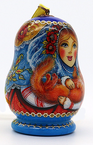 Girl with Cat Russian Christmas Ornament