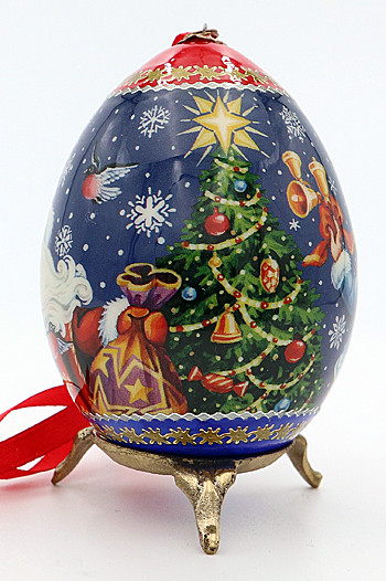 Santa and Snow Maiden Christmas Ornament Egg