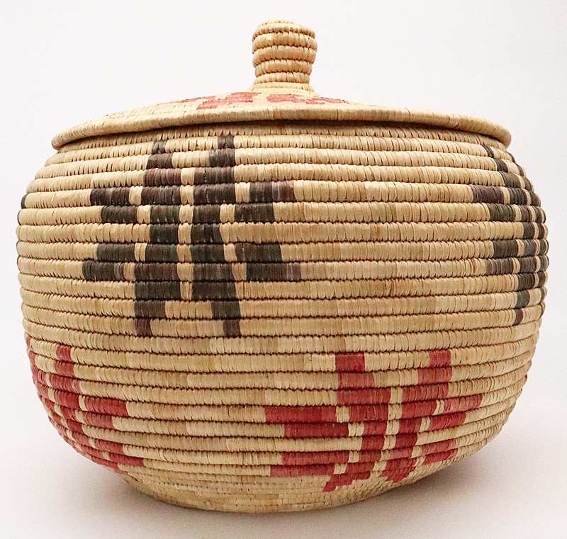 Antique Tlingit Native Hand Woven Basket - Rattle-Top