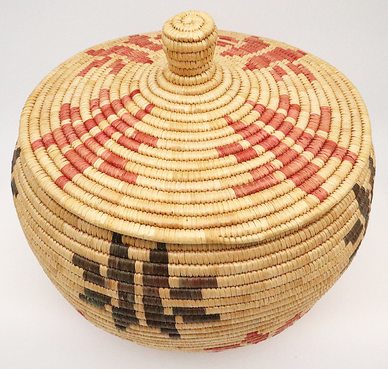 Antique Tlingit Native Hand Woven Basket - Rattle-Top