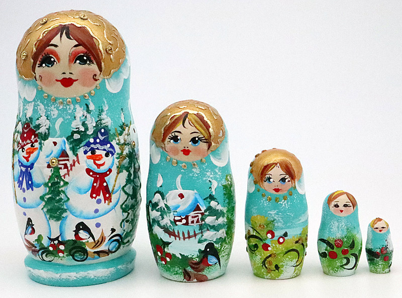 Snow Maiden with Rabbits | Matryoshka / Nevalashka Doll
