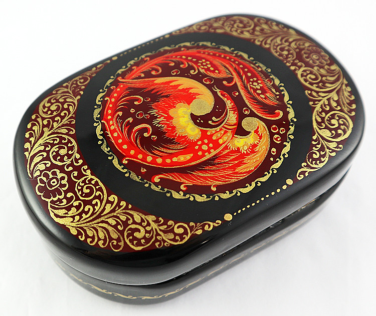 Firebird Round by Nikolaeva | Kholui Lacquer Box