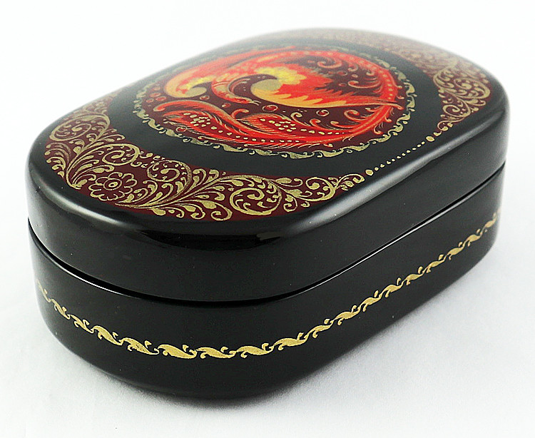 Firebird Round by Nikolaeva | Kholui Lacquer Box