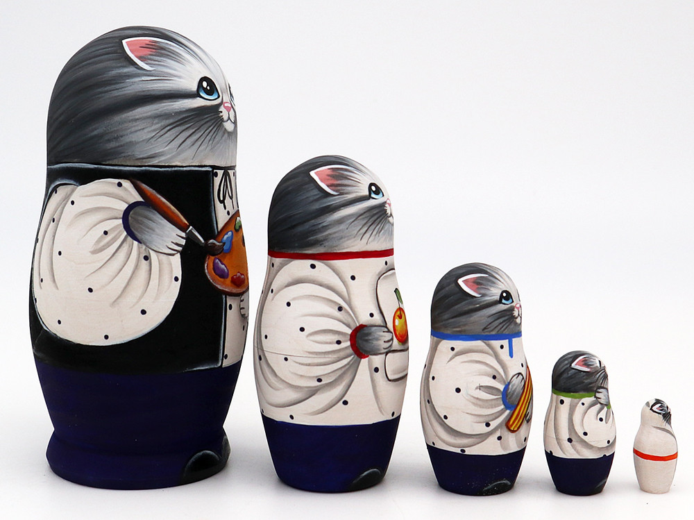 Cats - Artists | Fine Art Matryoshka Nesting Doll - Russian