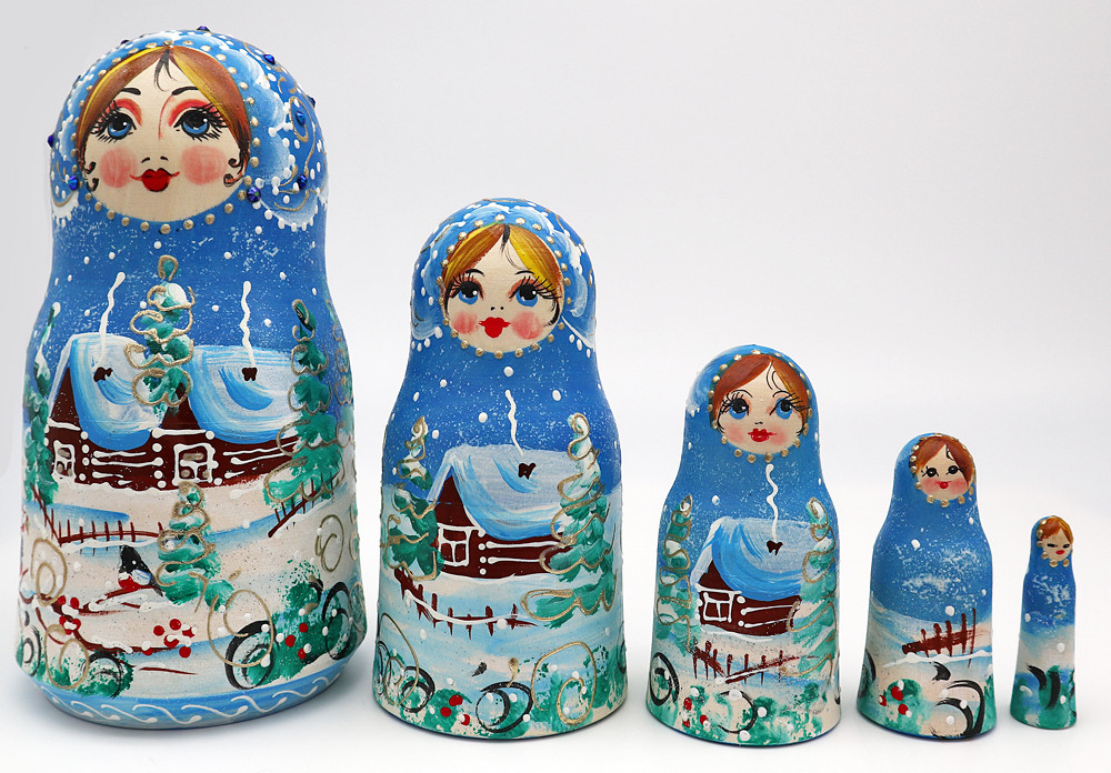 Snow Maiden with Rabbits | Matryoshka / Nevalashka Doll