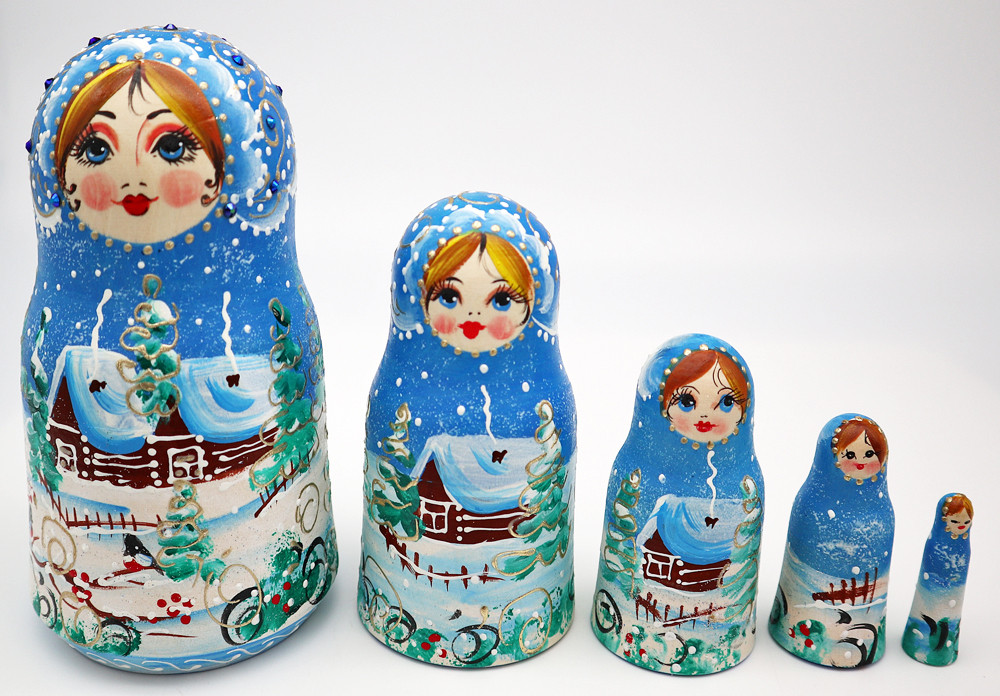 Snow Maiden with Rabbits | Matryoshka / Nevalashka Doll