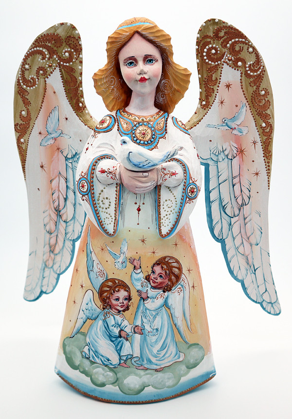 Winter Angel with Horn by Elena Shiryaeva